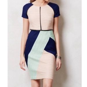 Maeve Anthro  Danita Color Block Crepe Geometric Sheath Dress Size 4